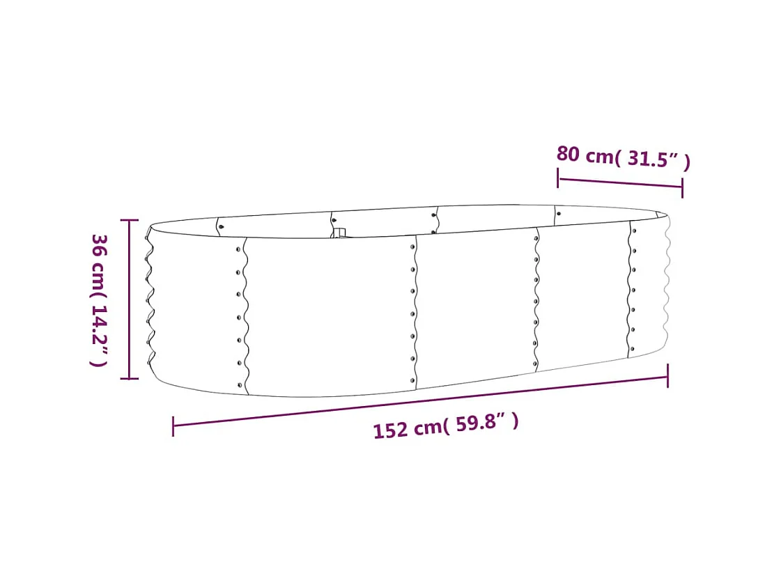 Jardinera arriate acero recubrimiento polvo marrón 152x80x36 cm