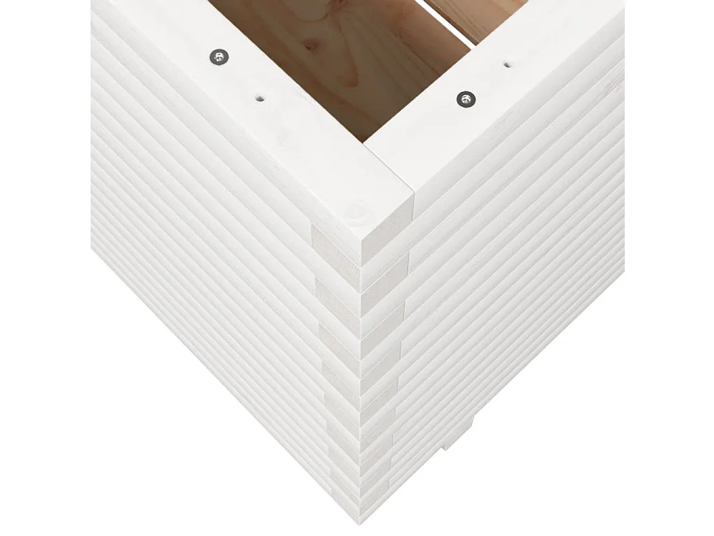Jardinière blanc 50x50x72 cm bois de pin massif