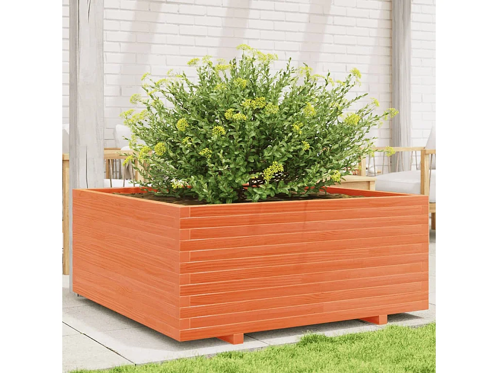 Jardinière cire marron 110x110x49,5 cm bois de pin massif