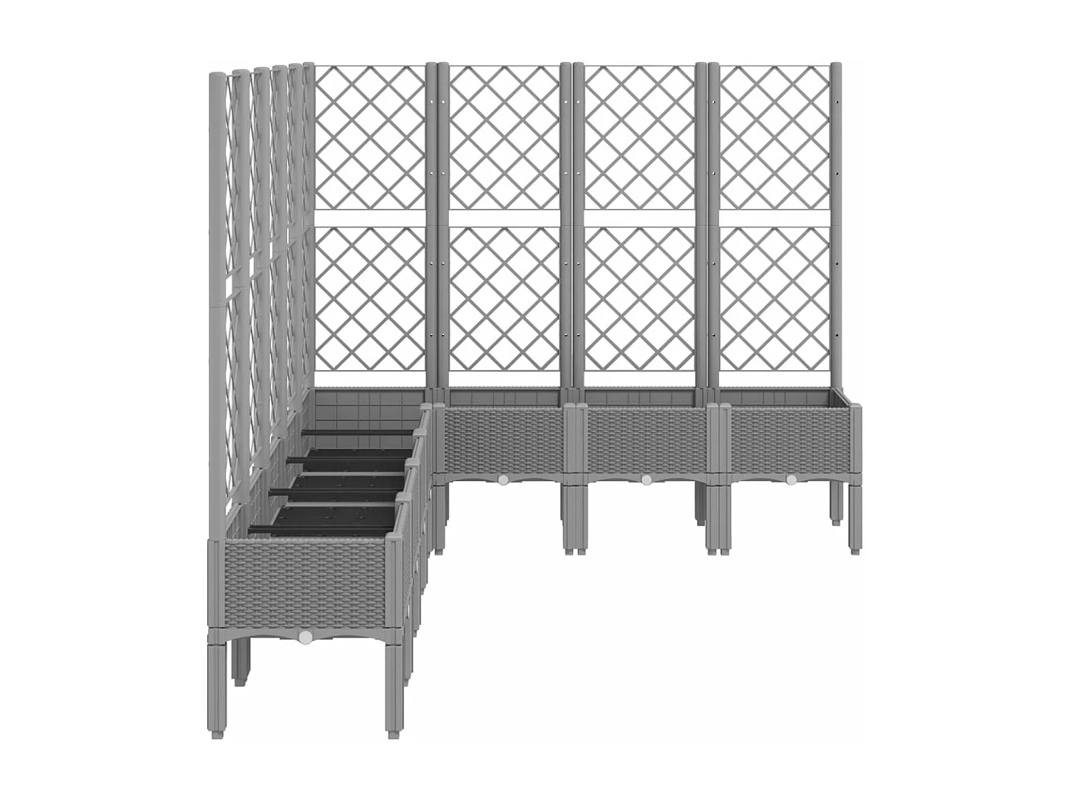 Jardinière avec treillis gris clair 200x160x142 cm PP