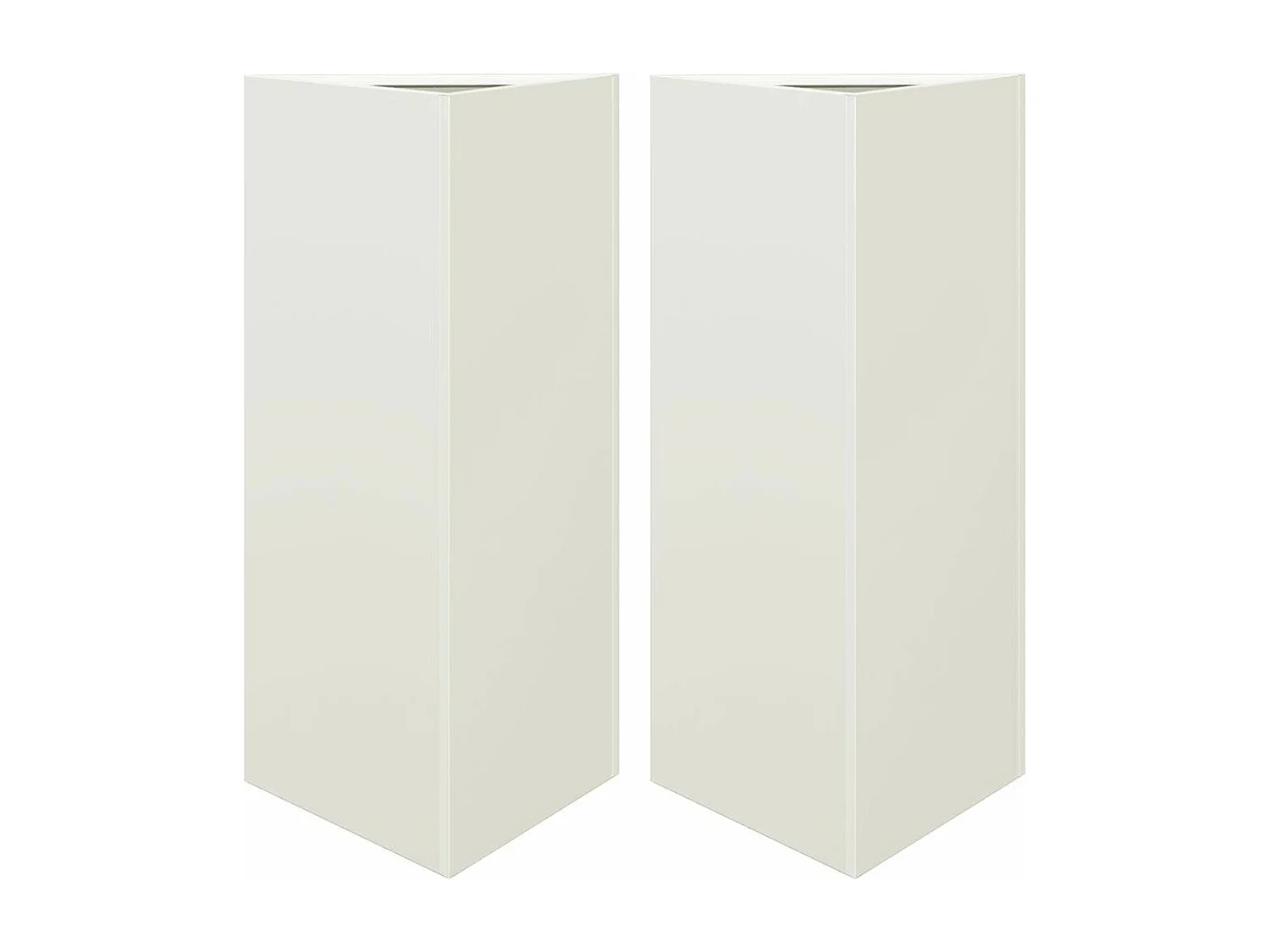 Jardinières 2 pcs blanc triangulaire 40x34,5x70 cm acier