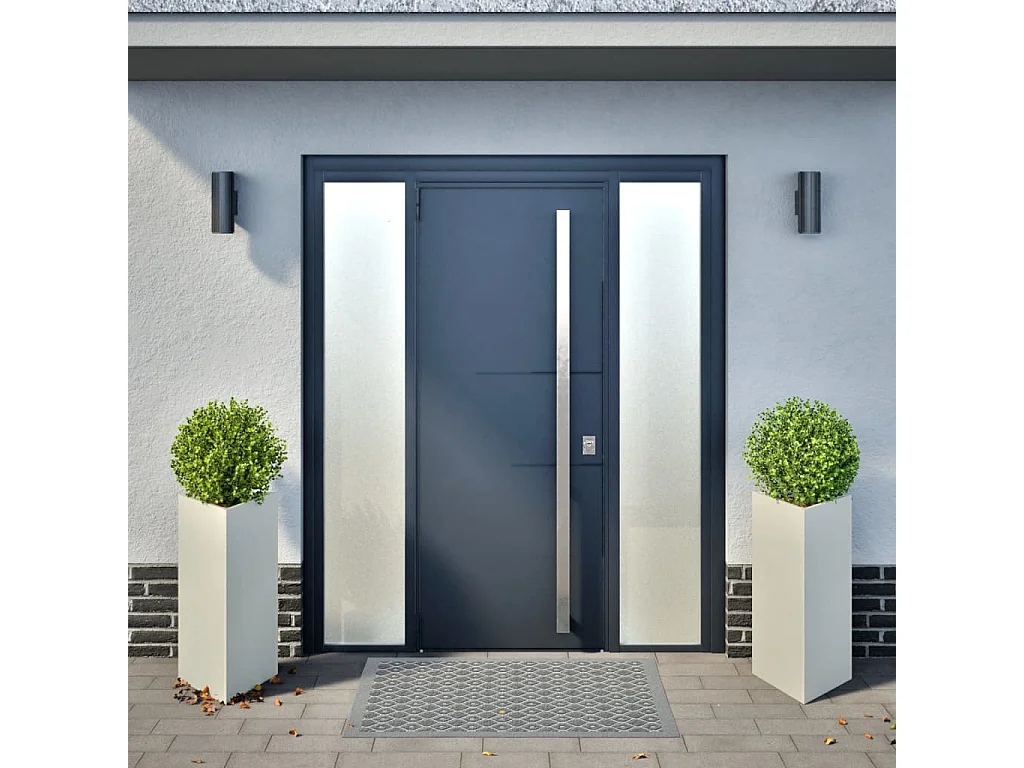 Jardinières 2 pcs blanc triangulaire 40x34,5x70 cm acier