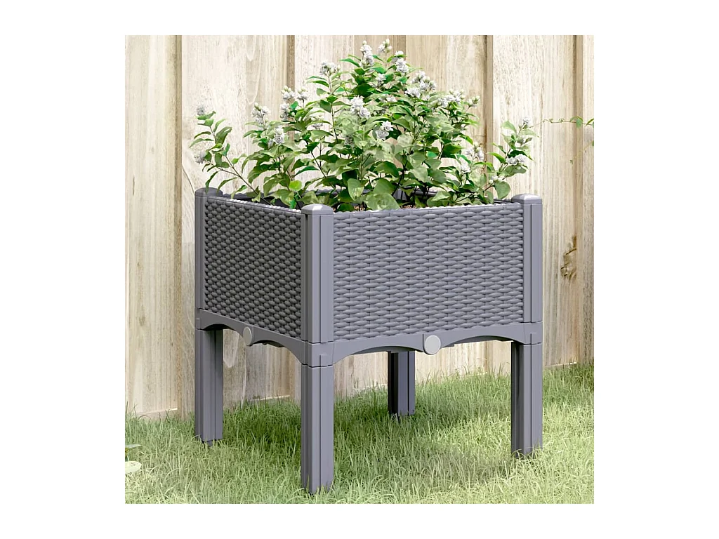 Jardinière avec pieds bleu gris 40x40x42 cm PP