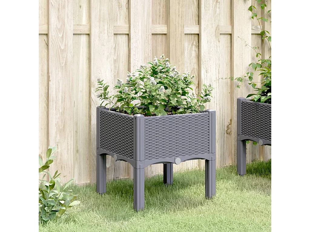 Jardinière avec pieds bleu gris 40x40x42 cm PP