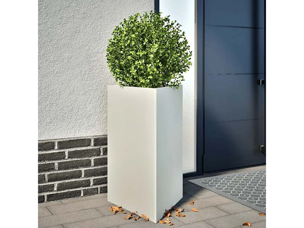 Jardinières 2 pcs blanc triangulaire 50x43x75 cm acier