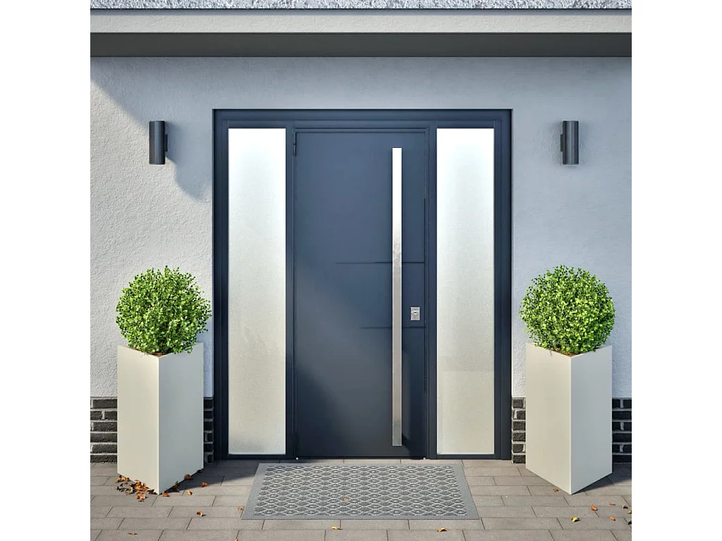 Jardinières 2 pcs blanc triangulaire 50x43x75 cm acier