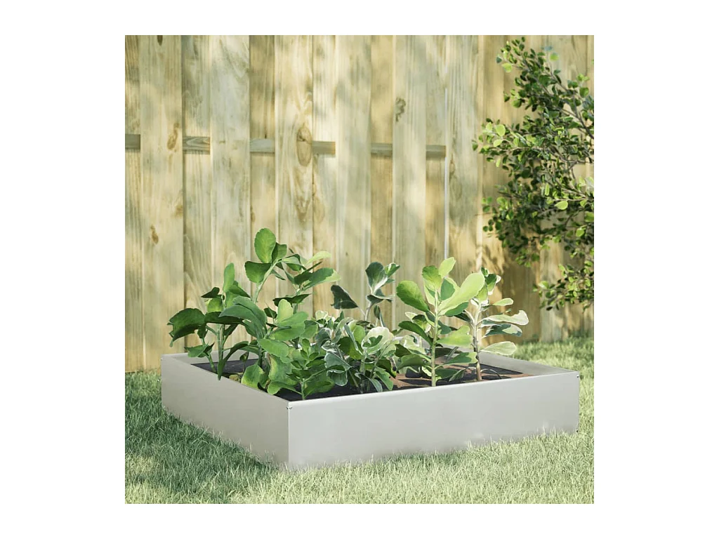 Fioriera Rialzata da Giardino 100x100x33,5 cm in Acciaio Inox