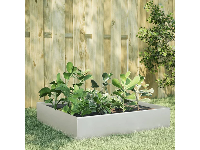 Lit surélevé de jardin 100x100x33,5 cm acier inoxydable