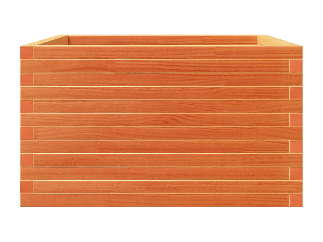 Jardinera madera maciza de pino marrón cera 80x80x46 cm