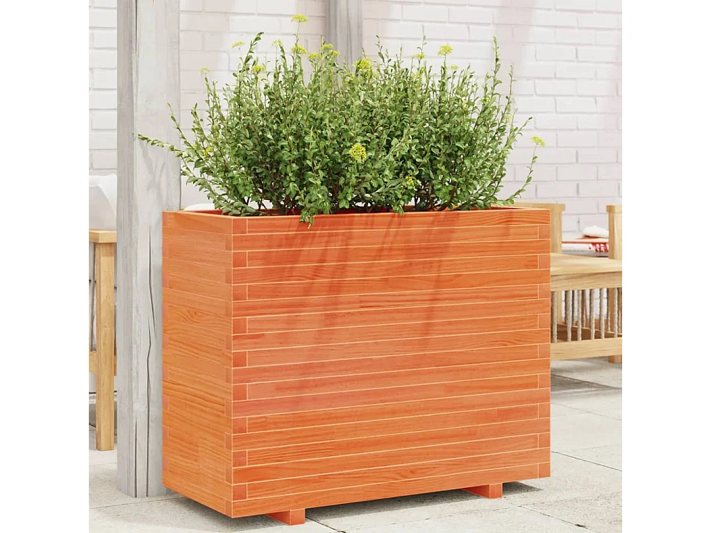 Fioriera Giardino Marrone Cera 90x40x72 cm Legno Massello Pino