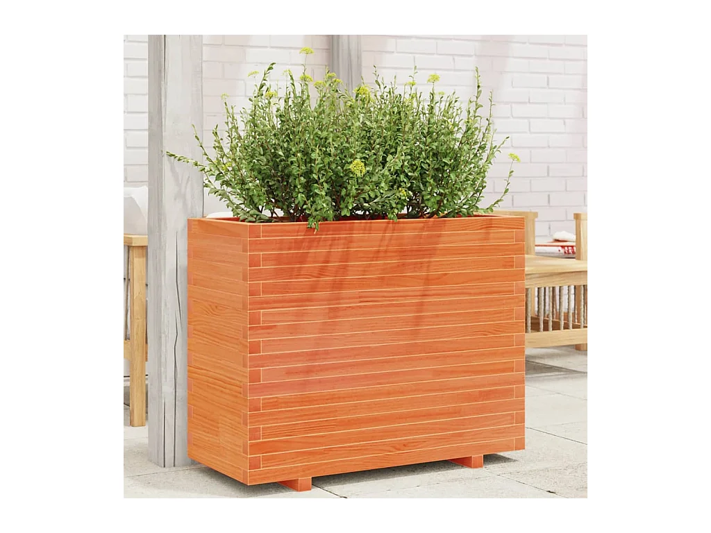 Fioriera Giardino Marrone Cera 90x40x72 cm Legno Massello Pino