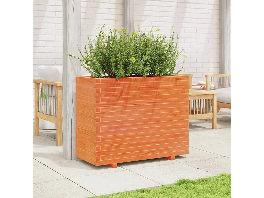 Jardinière cire marron 90x40x72 cm bois de pin massif