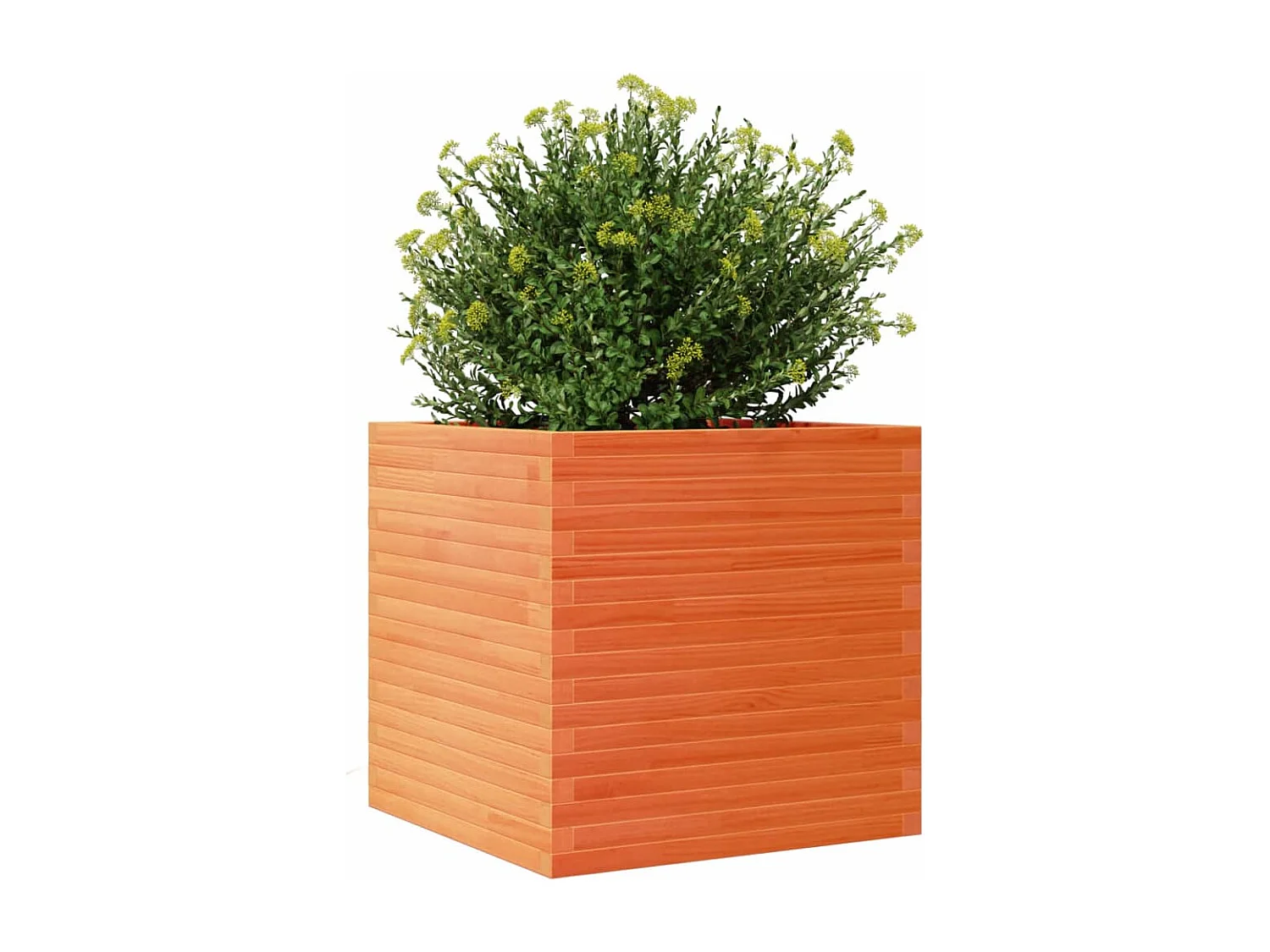 Jardinera de madera maciza de pino marrón cera 70x70x68,5 cm