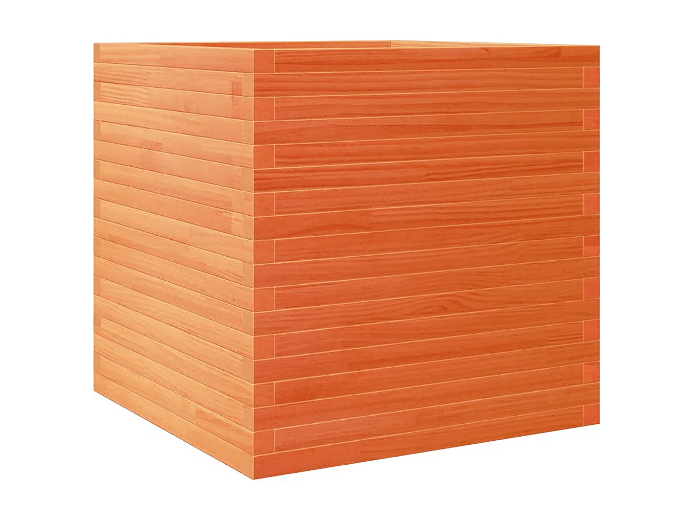 Jardinera de madera maciza de pino marrón cera 70x70x68,5 cm