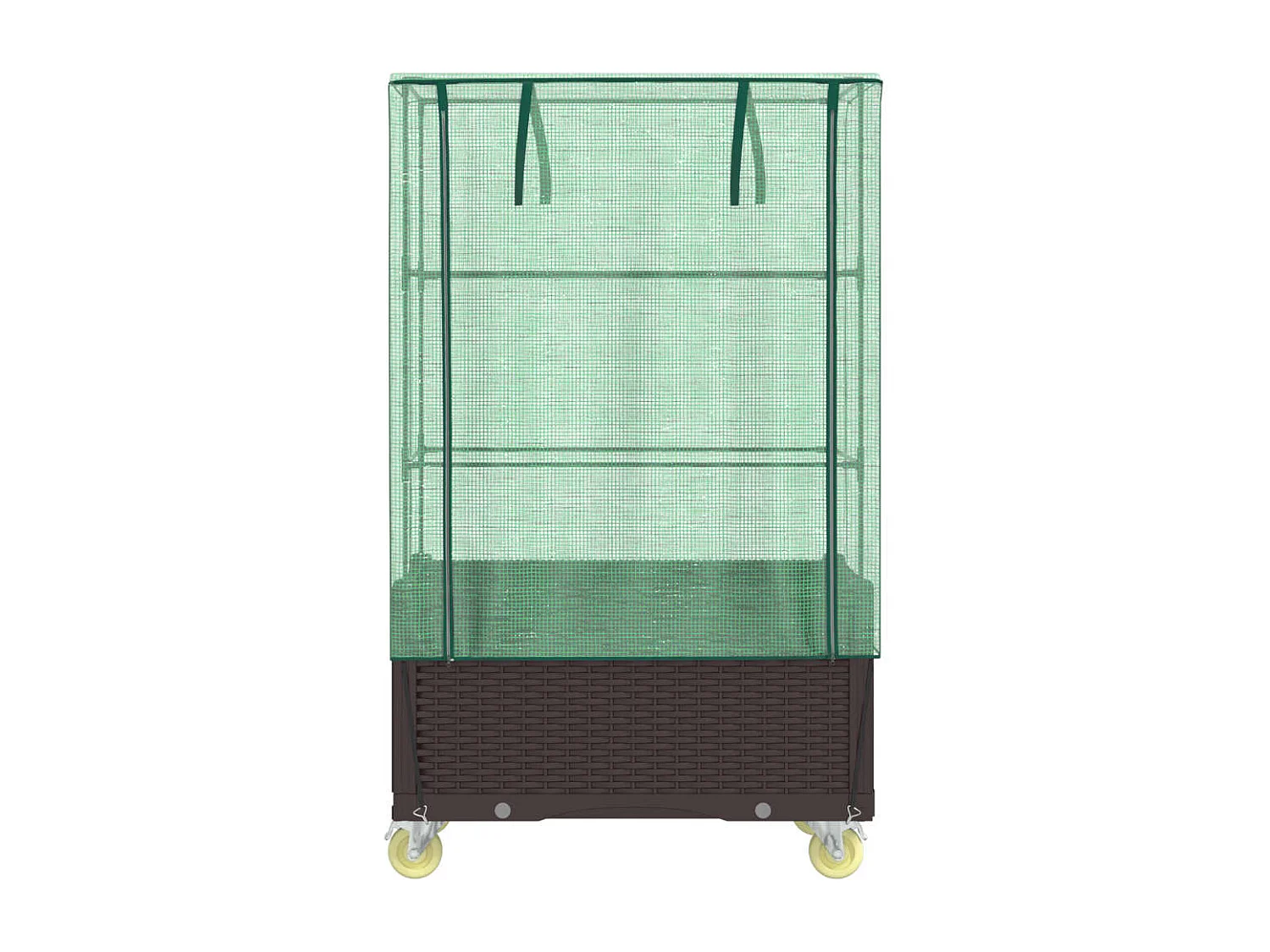 Hochbeet mit Aufsatz und Rollen Rattan-Optik 80x50x182 cm