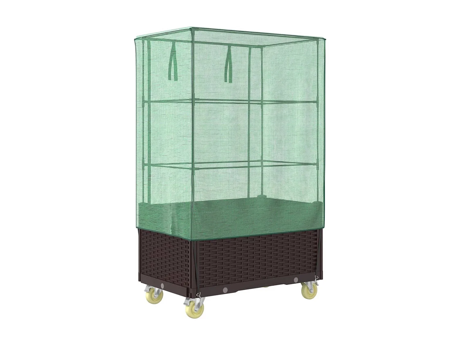 Hochbeet mit Aufsatz und Rollen Rattan-Optik 80x50x182 cm