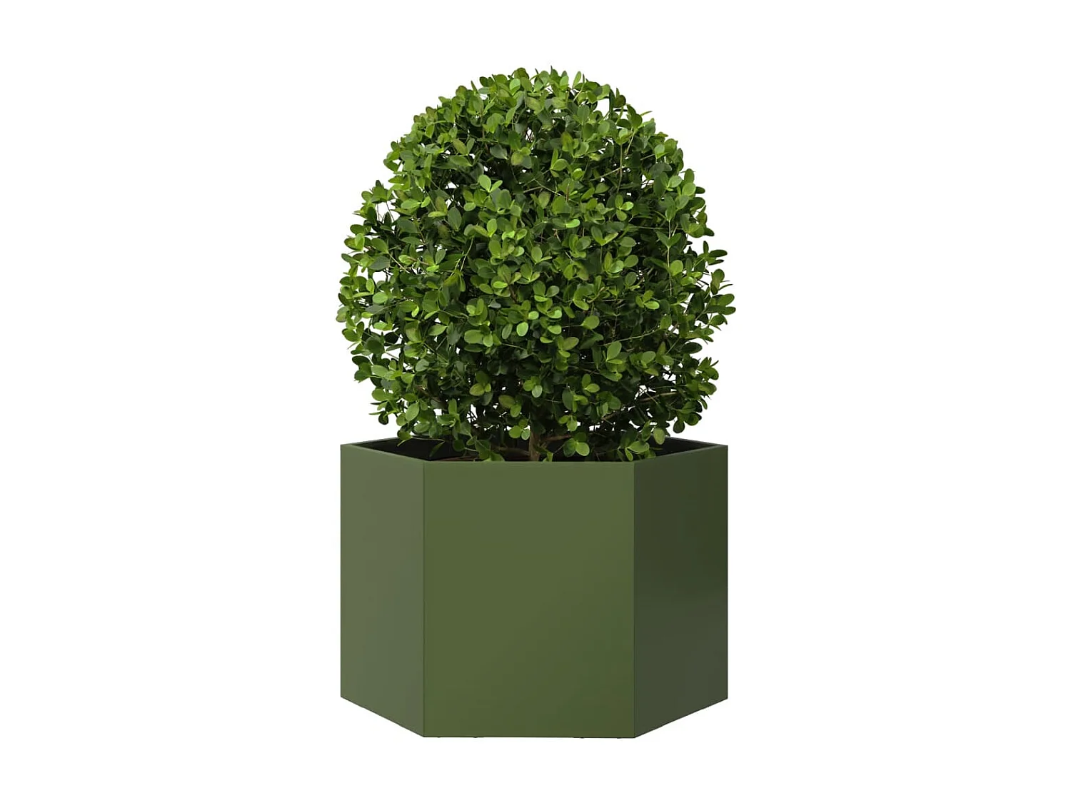 Jardinière vert olive hexagone 69x60x45 cm acier