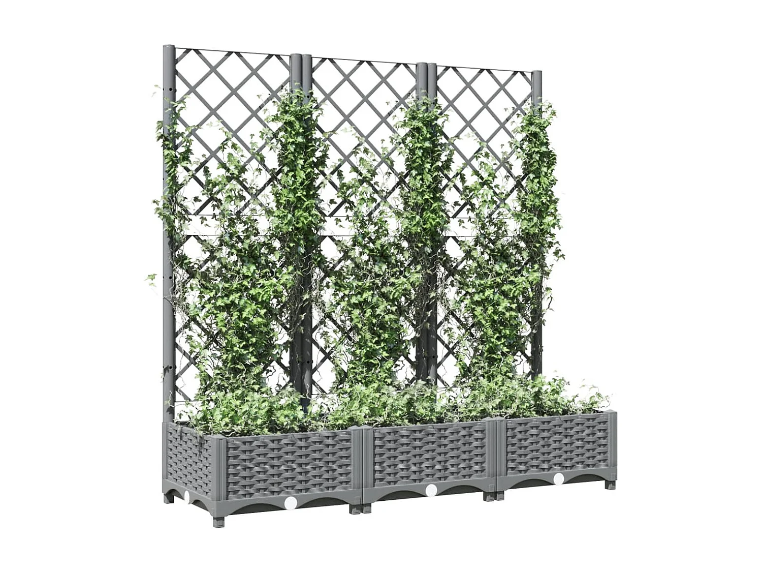 Plantenbak met latwerk 120x40x121,5 cm polypropeen lichtgrijs