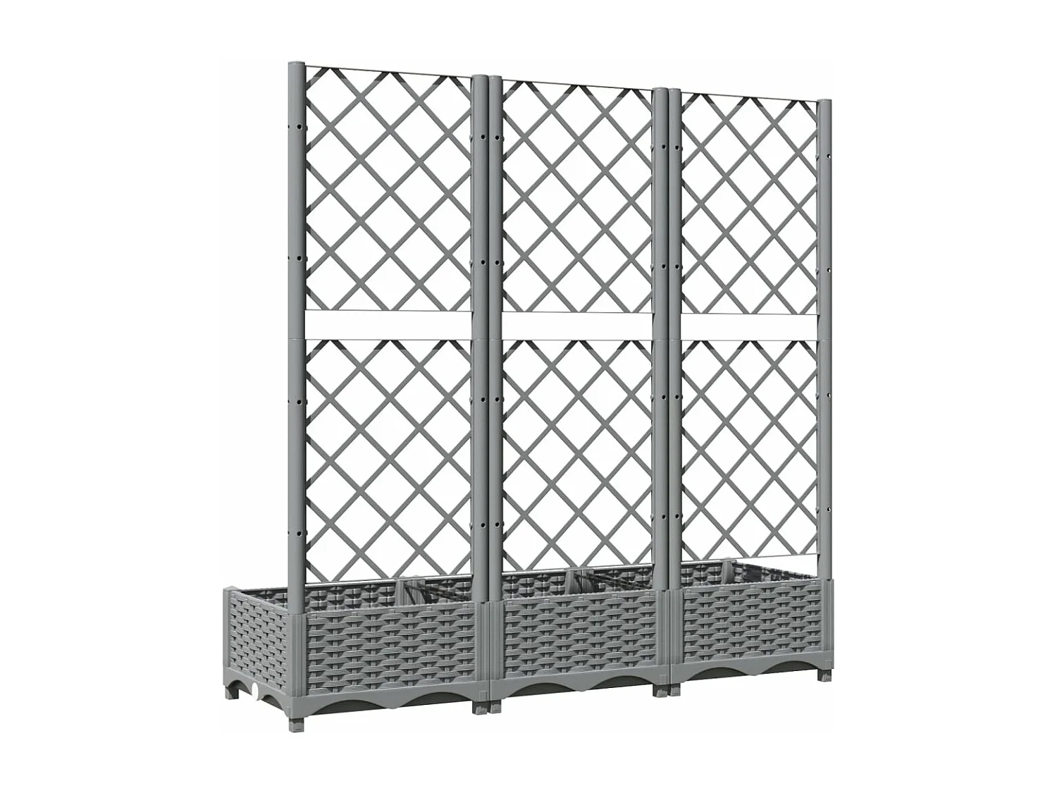 Plantenbak met latwerk 120x40x121,5 cm polypropeen lichtgrijs