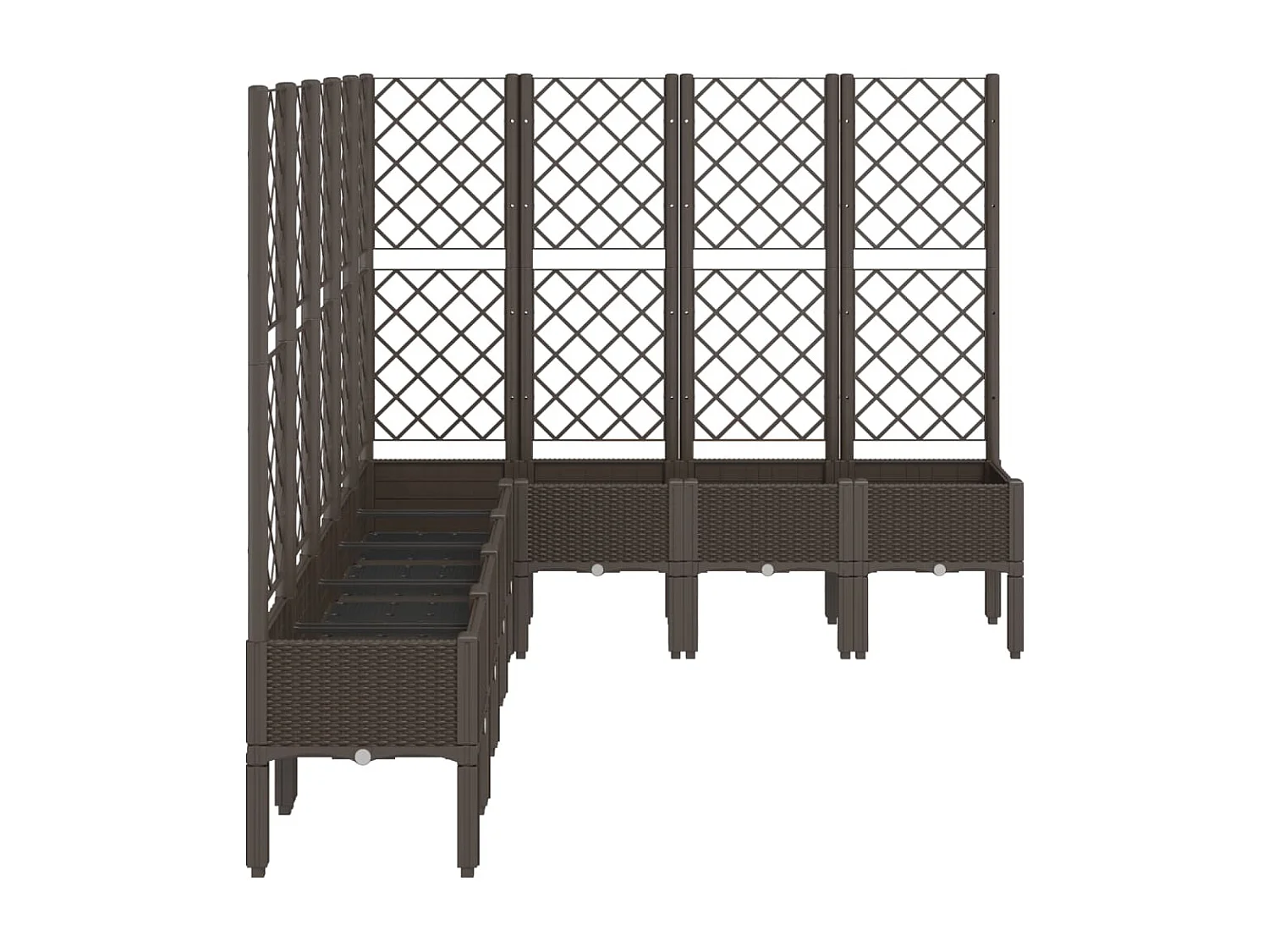 Jardinière avec treillis marron 200x160x142 cm PP