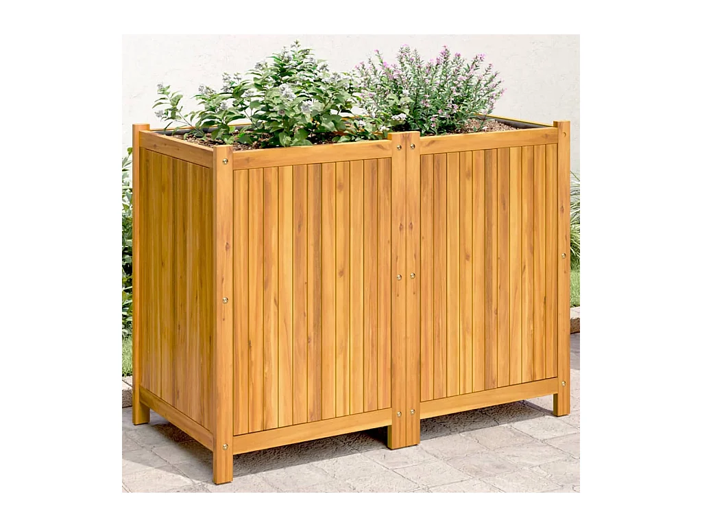 Fioriera Giardino con Rivestimento 100x50x75 cm Massello Acacia