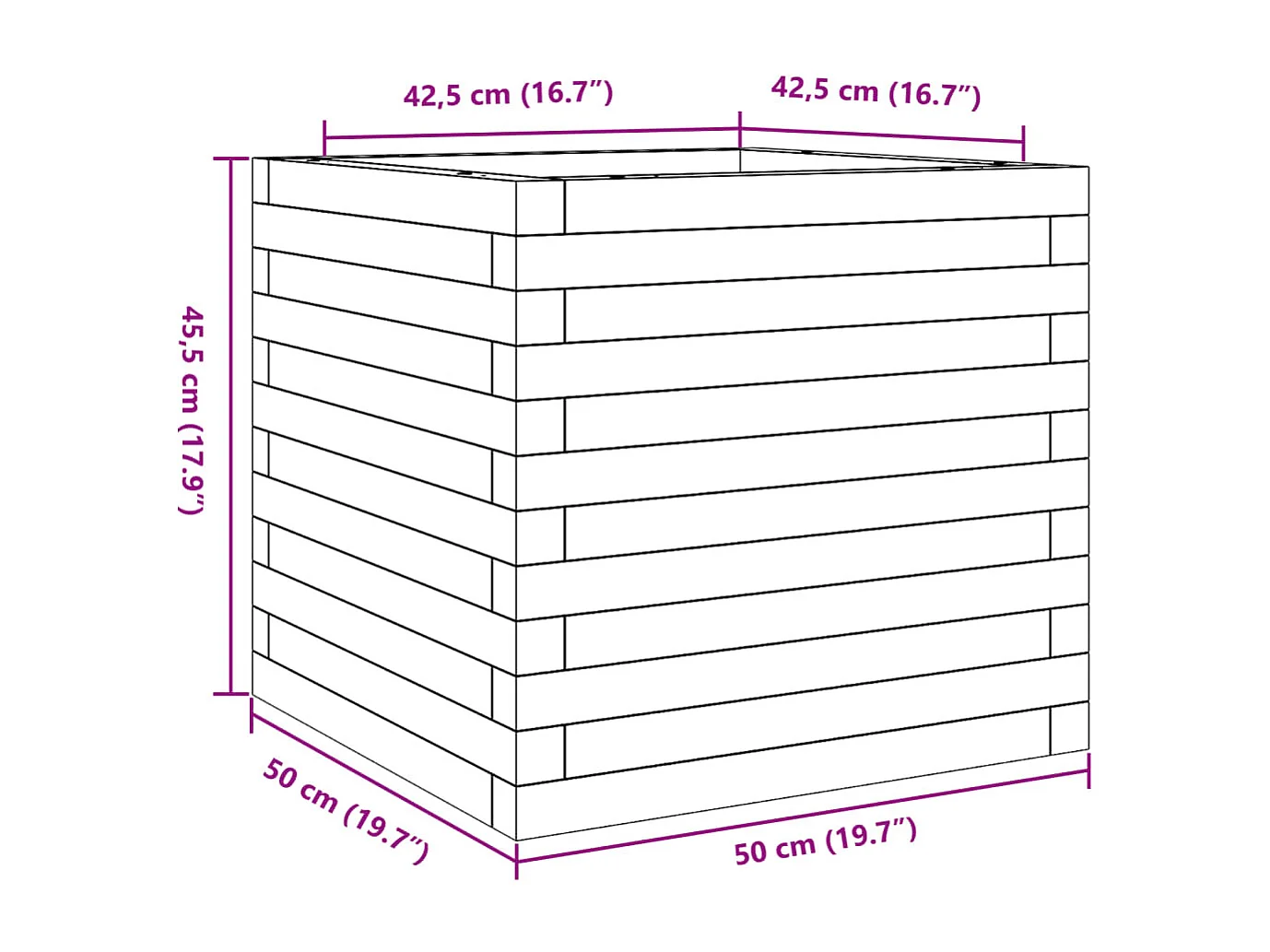 Fioriera da Giardino 50x50x45,5 cm in Legno di Pino Impregnato