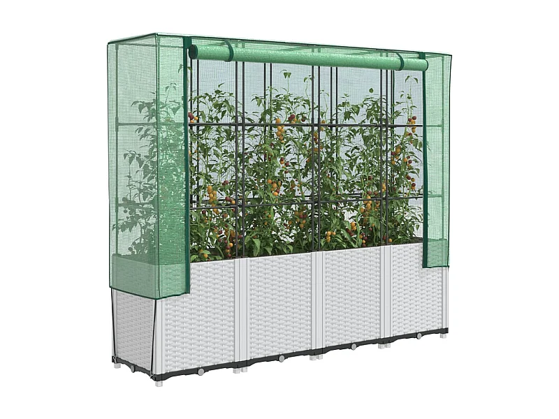 Hochbeet mit Gewächshaus-Aufsatz Rattan-Optik 160x40x153 cm