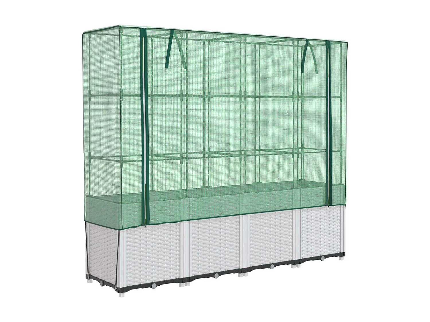 Hochbeet mit Gewächshaus-Aufsatz Rattan-Optik 160x40x153 cm