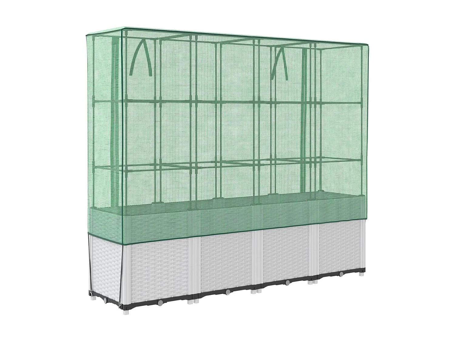 Hochbeet mit Gewächshaus-Aufsatz Rattan-Optik 160x40x153 cm