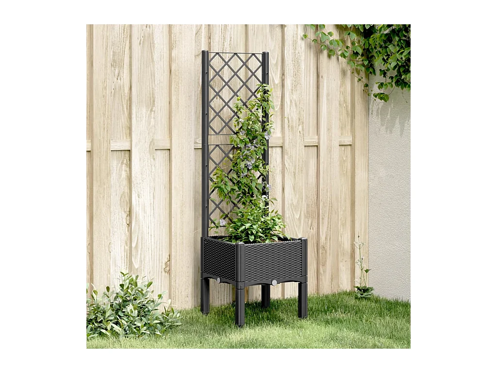 Jardinière avec treillis noir 40x40x142 cm PP