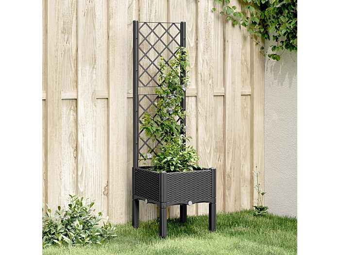 VIDAXL - Fioriera Da Giardino Con Traliccio Nera 160x40x142 Cm In Pp