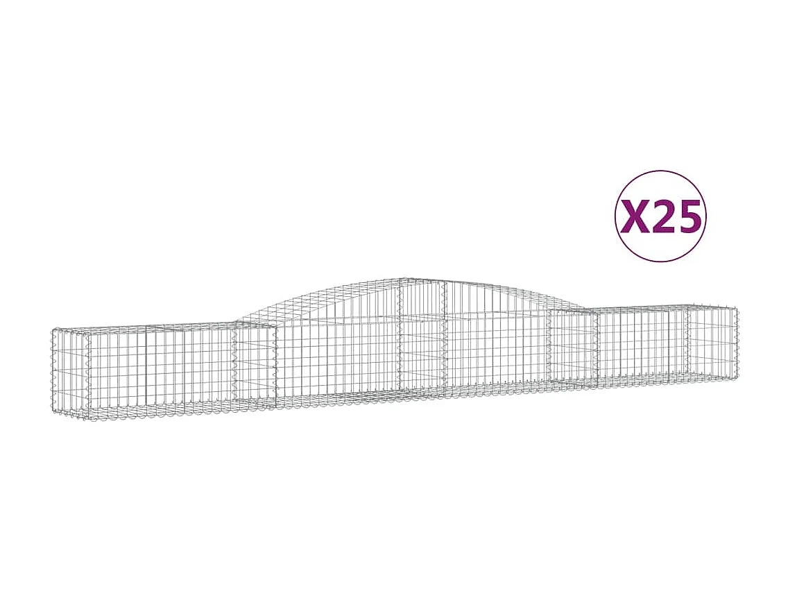 Paniers à gabions arqués 25 pcs 400x50x40/60 cm Fer galvanisé