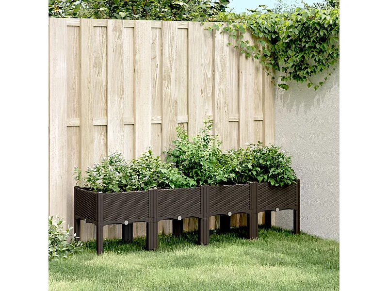 Fioriera da Giardino con Gambe Marrone 160x40x42 cm in PP