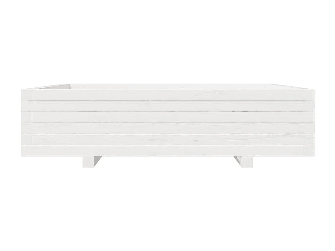 Fioriera da Giardino Bianca 100x100x26,5cm Legno Massello Pino