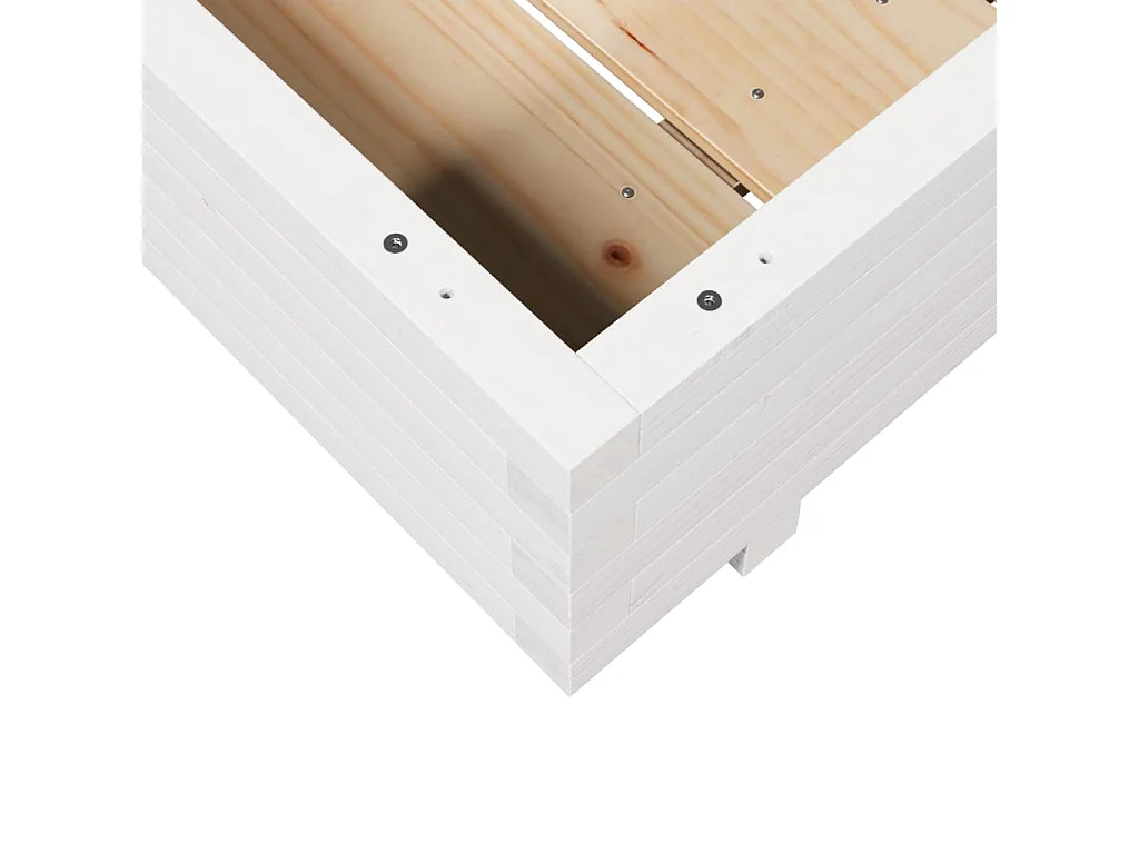 Fioriera da Giardino Bianca 100x100x26,5cm Legno Massello Pino