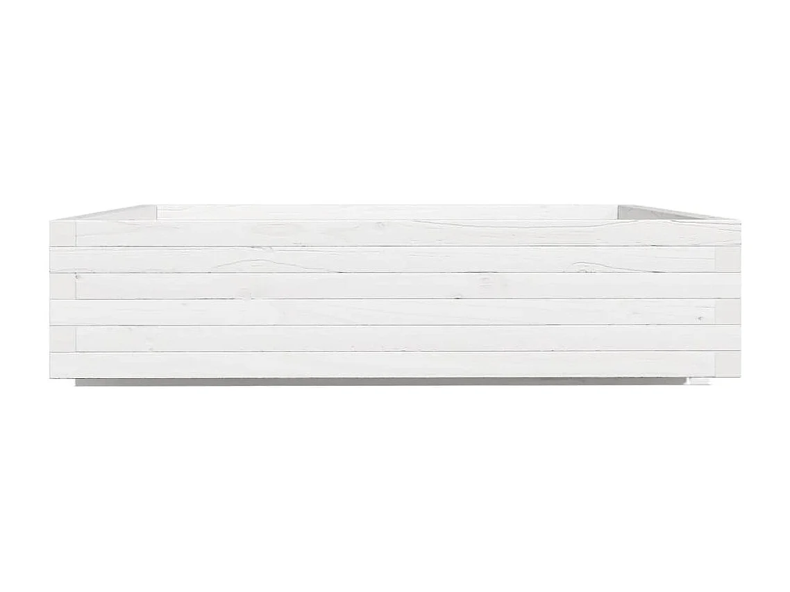 Jardinière blanc 100x100x26,5 cm bois de pin massif