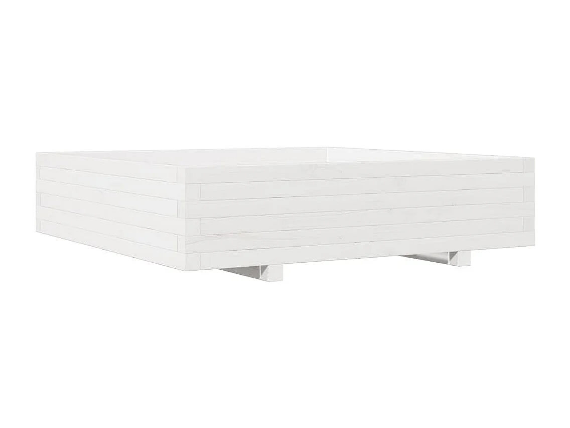 Jardinière blanc 100x100x26,5 cm bois de pin massif