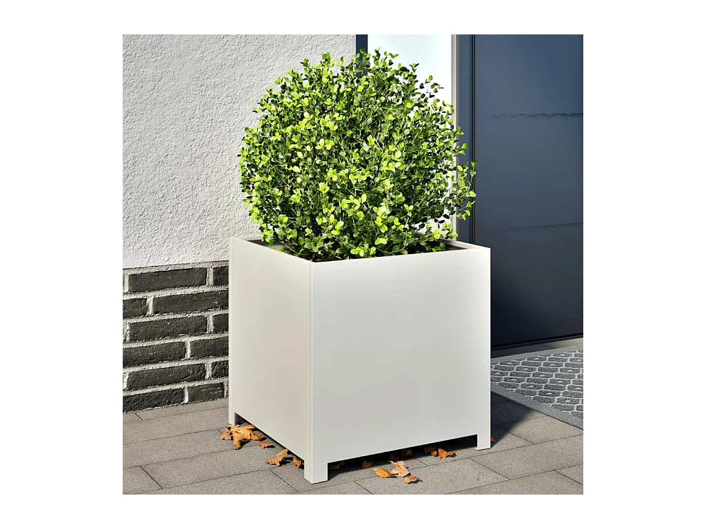 Jardinière blanc 50x50x50 cm acier