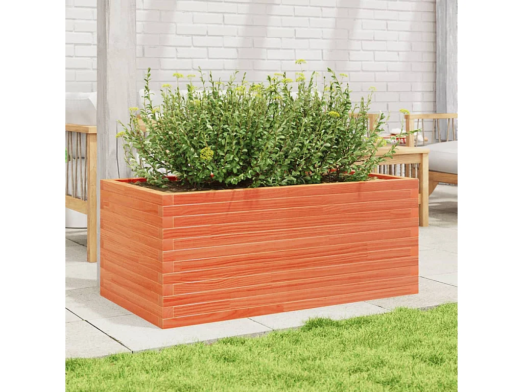 Jardinière cire marron 110x60x45,5 cm bois de pin massif