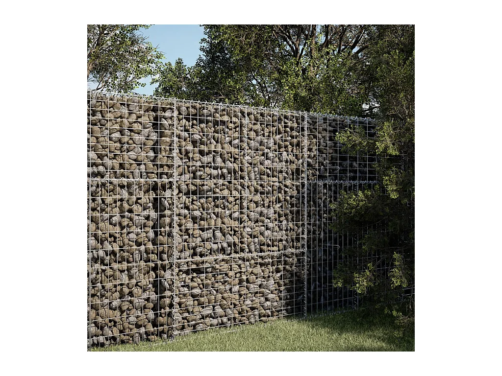Cesto Gabbione con Copertura 100x50x150 cm in Ferro Zincato