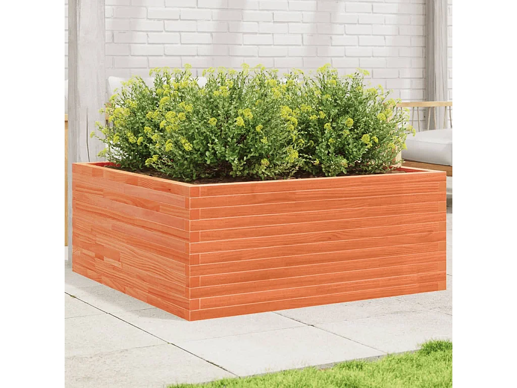 Fioriera Giardino Marrone Cera 110x110x46cm Legno Massello Pino