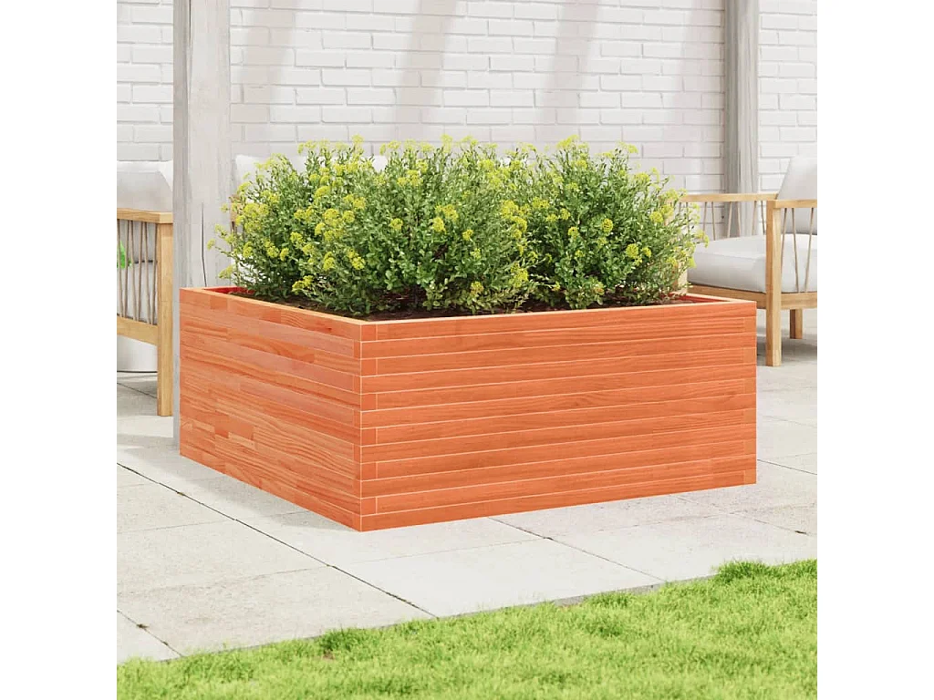 Fioriera Giardino Marrone Cera 110x110x46cm Legno Massello Pino