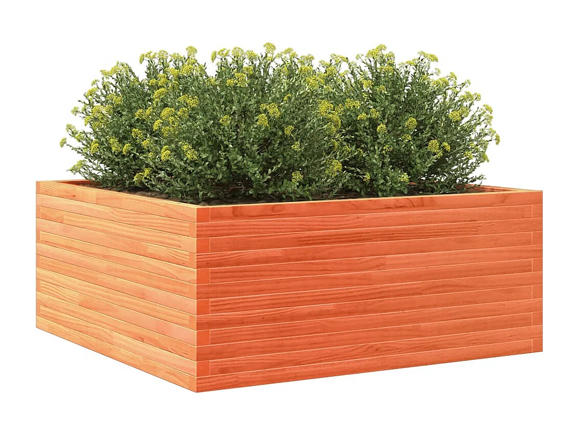 Fioriera Giardino Marrone Cera 110x110x46cm Legno Massello Pino