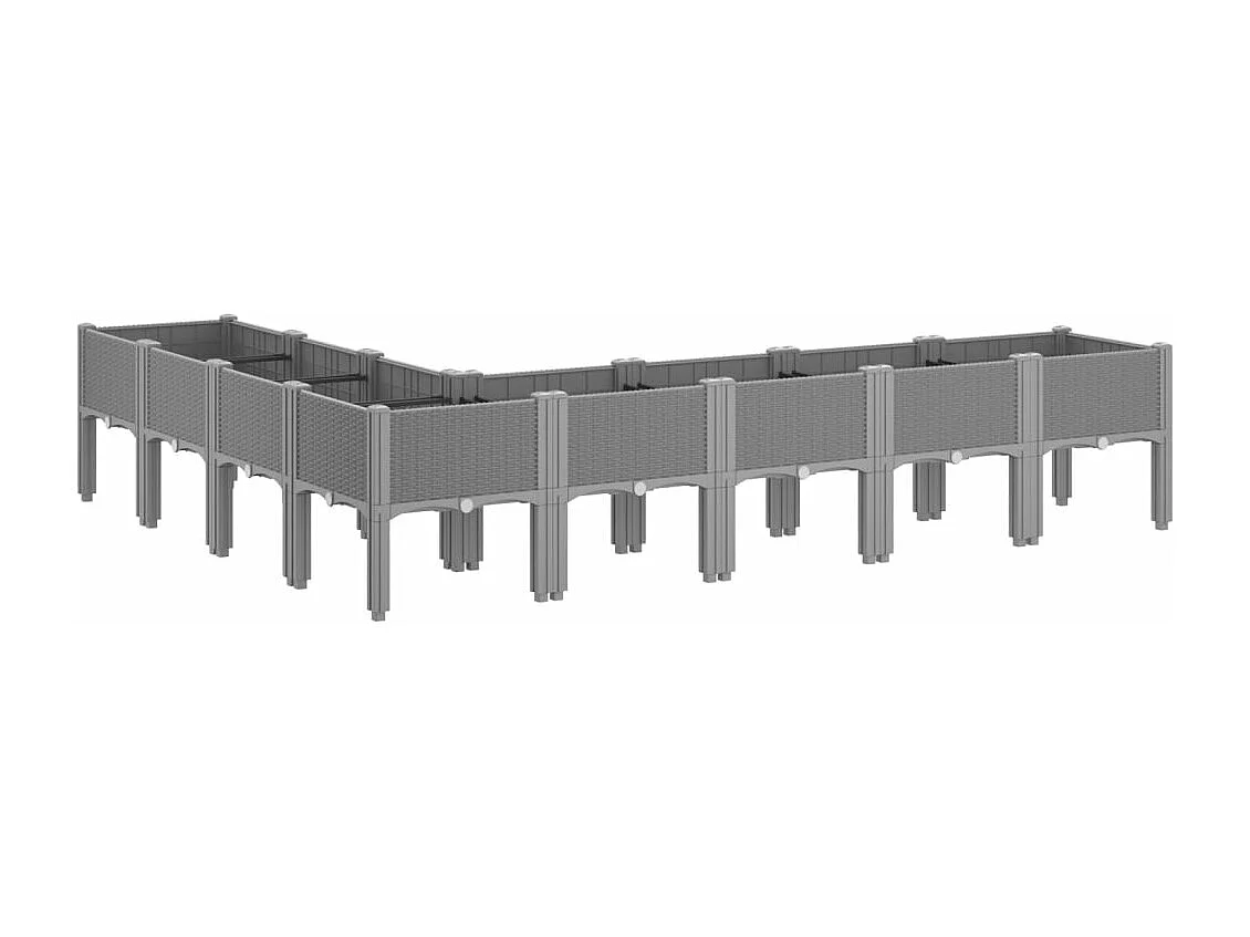 Fioriera da Giardino con Gambe Grigio Chiaro 200x160x42 cm PP