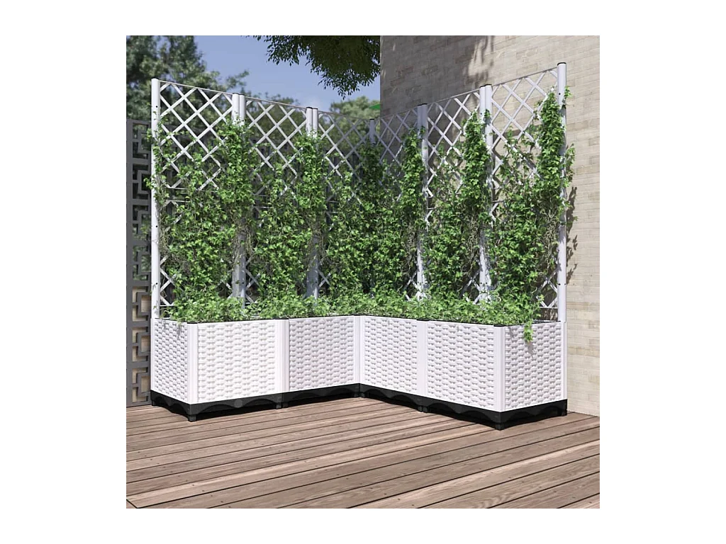 Jardinière avec treillis Blanc 120x120x136 cm PP