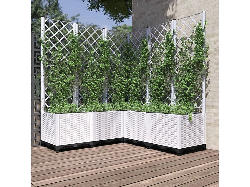 Jardinière avec treillis Blanc 120x120x136 cm PP