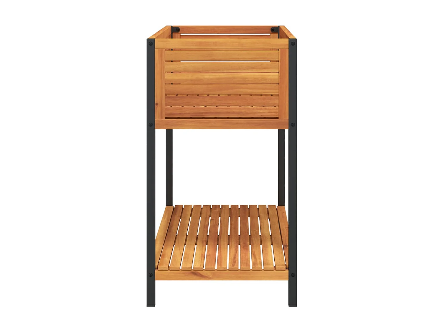 Fioriera con Ripiano 110x45x80 cm in Legno Acacia e Acciaio