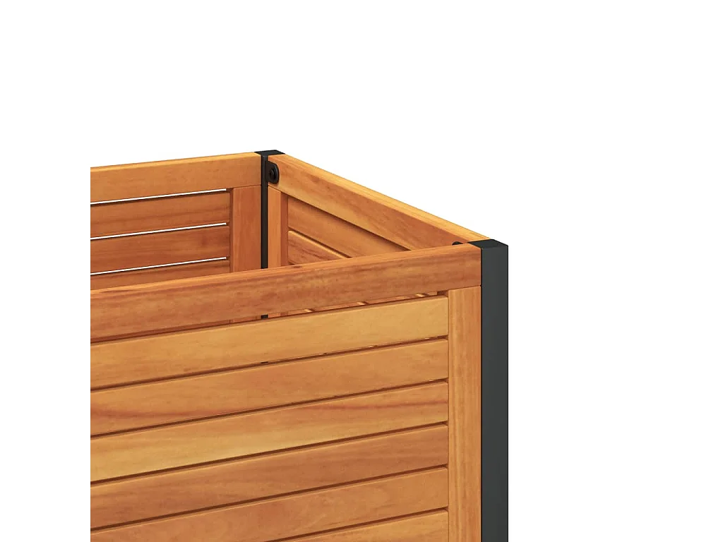 Jardinera con estante madera maciza acacia y acero 110x45x80 cm