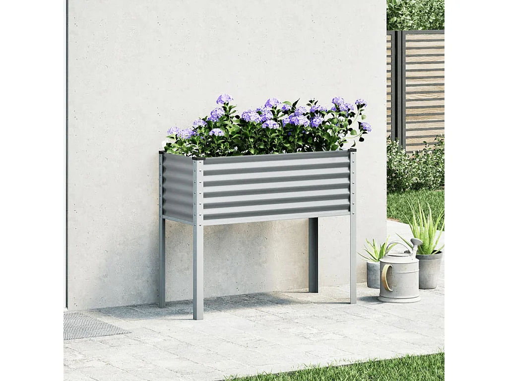 Vaso/floreira de jardim 100x41x90 cm aço cinzento