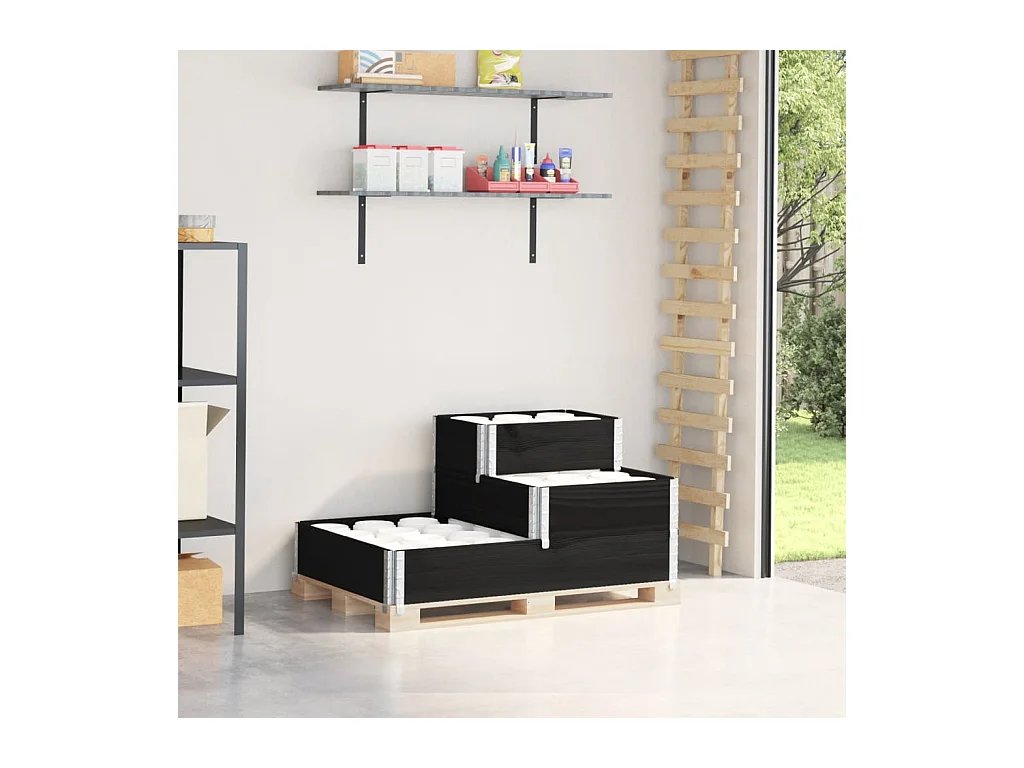 Verhoogde plantenbak 3-laags 120x80 cm massief grenenhout zwart